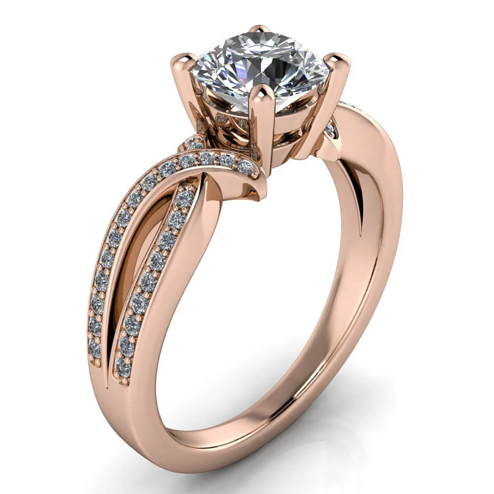 Criss Cross Engagement Ring Moissanite or Lab Diamond Center - Katarina