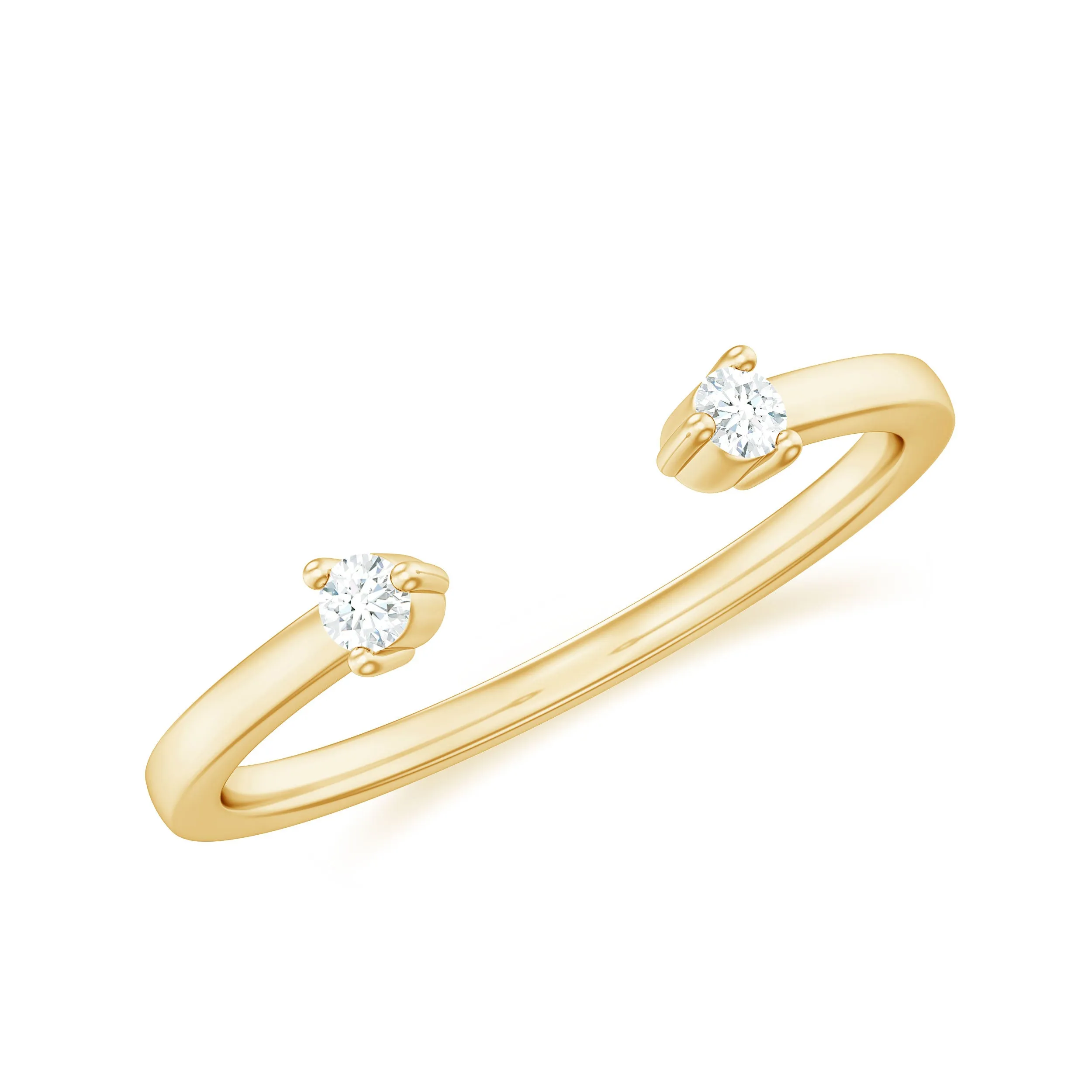 Dainty Diamond Two Stone Cuff Ring in Gold