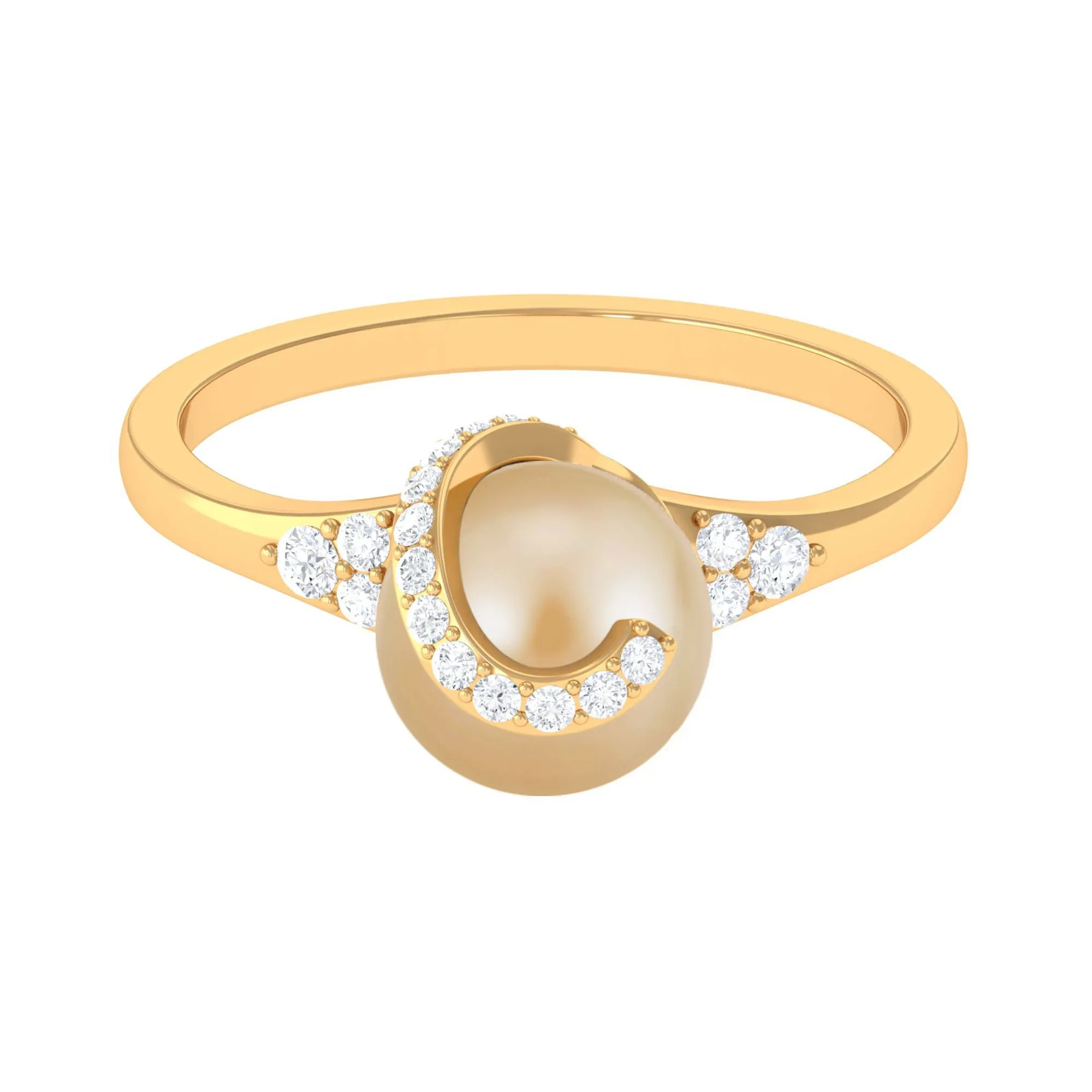 Designer South Sea Pearl Solitaire Engagement Ring with Diamond