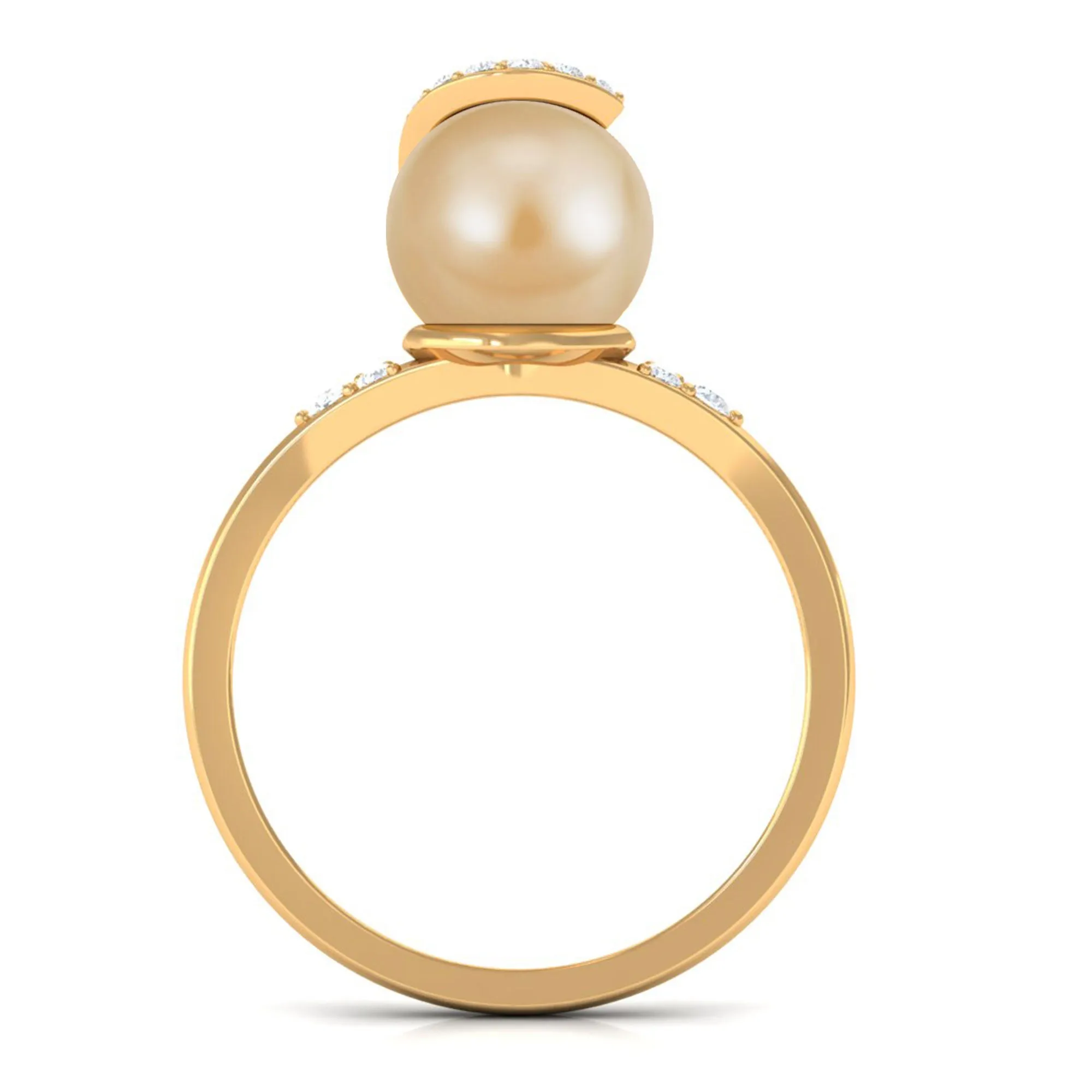 Designer South Sea Pearl Solitaire Engagement Ring with Diamond