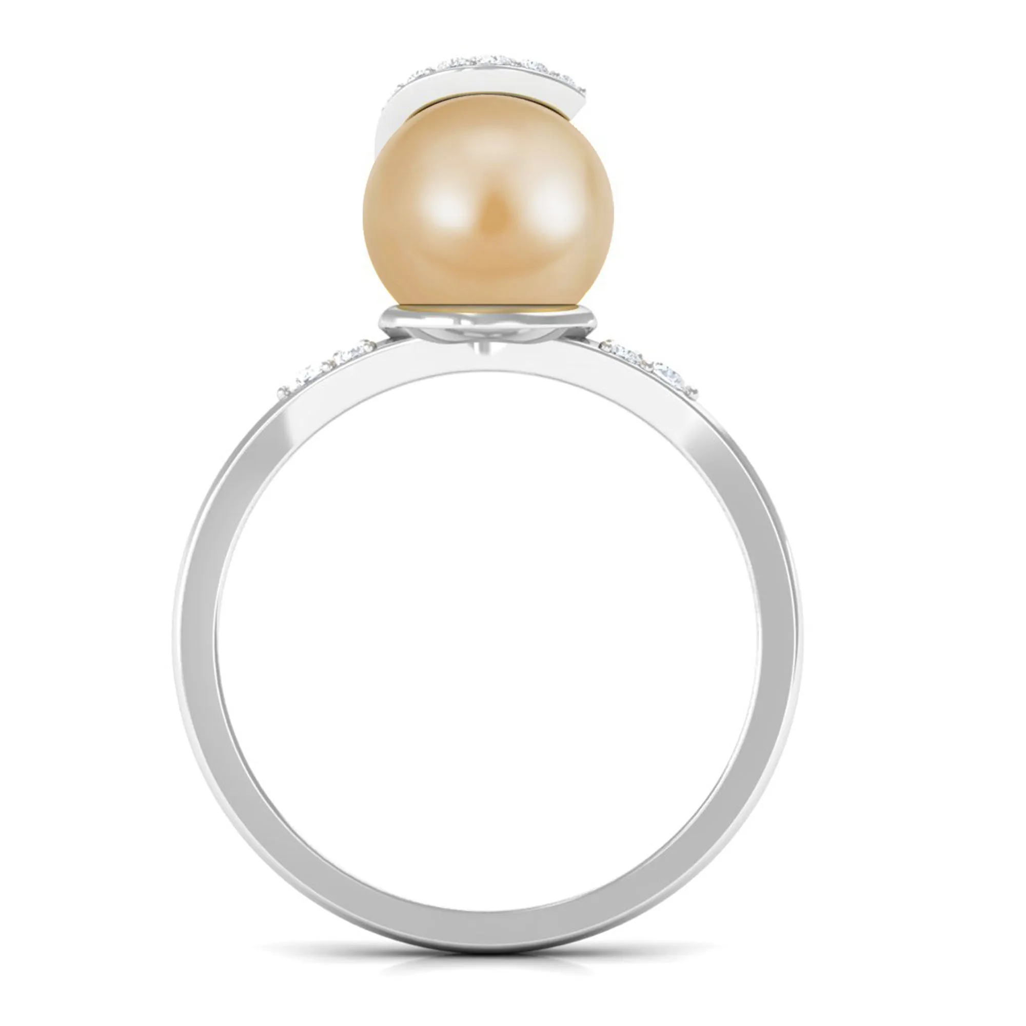 Designer South Sea Pearl Solitaire Engagement Ring with Diamond