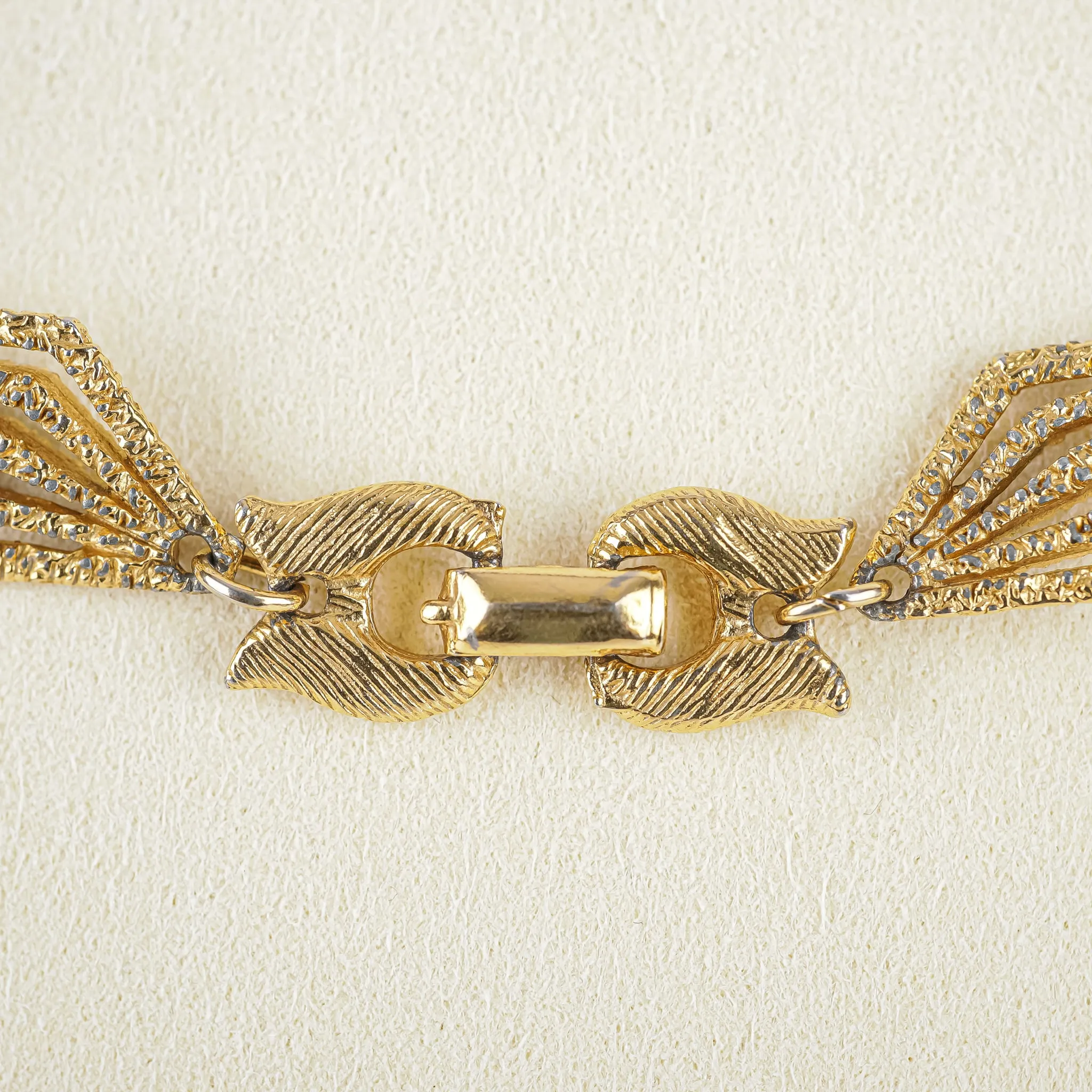 DORLAN Gold Tone Faux Lapis Bead Kite Link Necklace