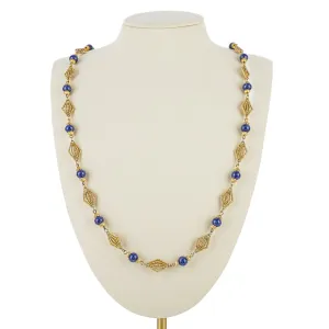 DORLAN Gold Tone Faux Lapis Bead Kite Link Necklace
