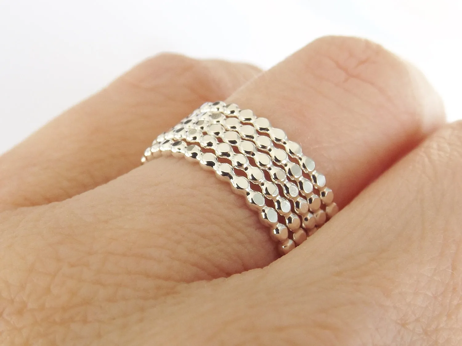Drop Bead Ring Set, Beaded Ring Set, 5 Dots/Bubble/Beaded, Silver , Stacking ring, Stackable ring, Stacker ring, Ring sets, Bubble Ring Set