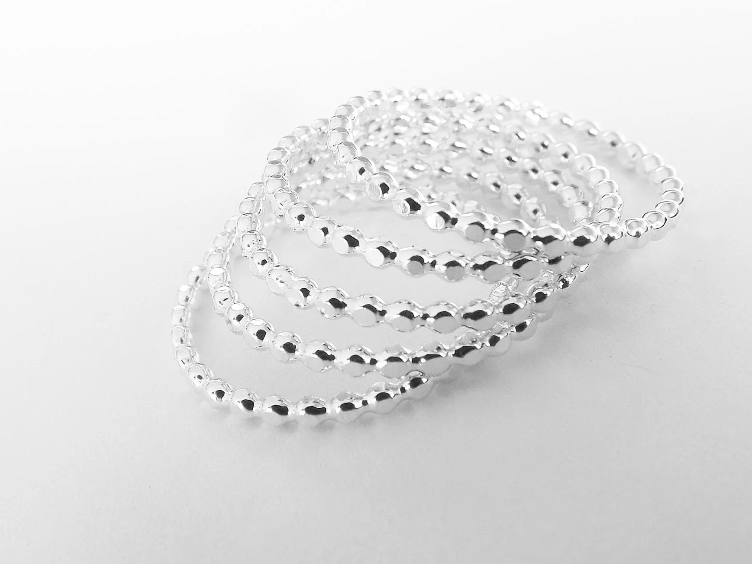 Drop Bead Ring Set, Beaded Ring Set, 5 Dots/Bubble/Beaded, Silver , Stacking ring, Stackable ring, Stacker ring, Ring sets, Bubble Ring Set