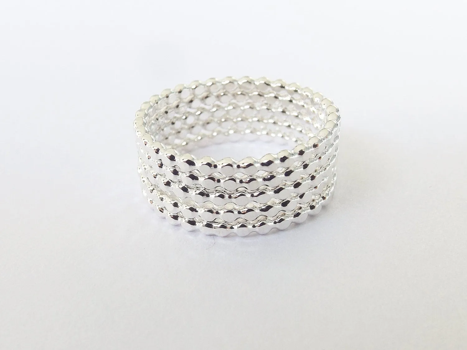 Drop Bead Ring Set, Beaded Ring Set, 5 Dots/Bubble/Beaded, Silver , Stacking ring, Stackable ring, Stacker ring, Ring sets, Bubble Ring Set