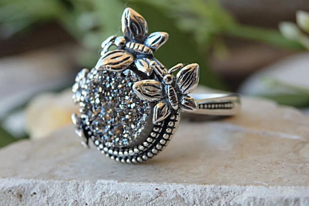 Druzy agate ring