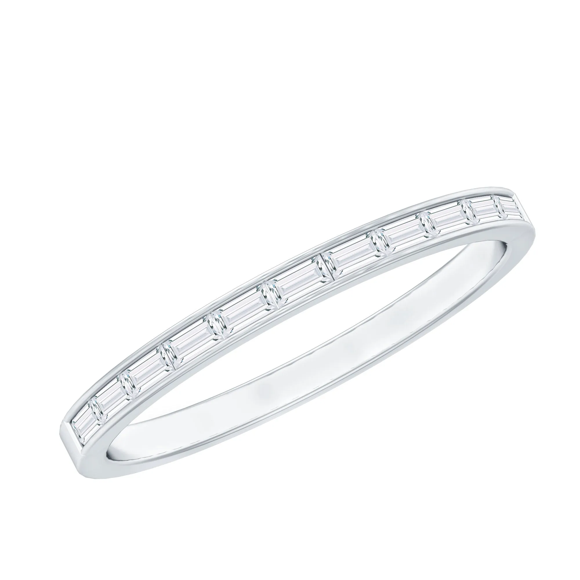 Elegant Stackable Ring with 1/2 CT Baguette Diamond in Channel Setting