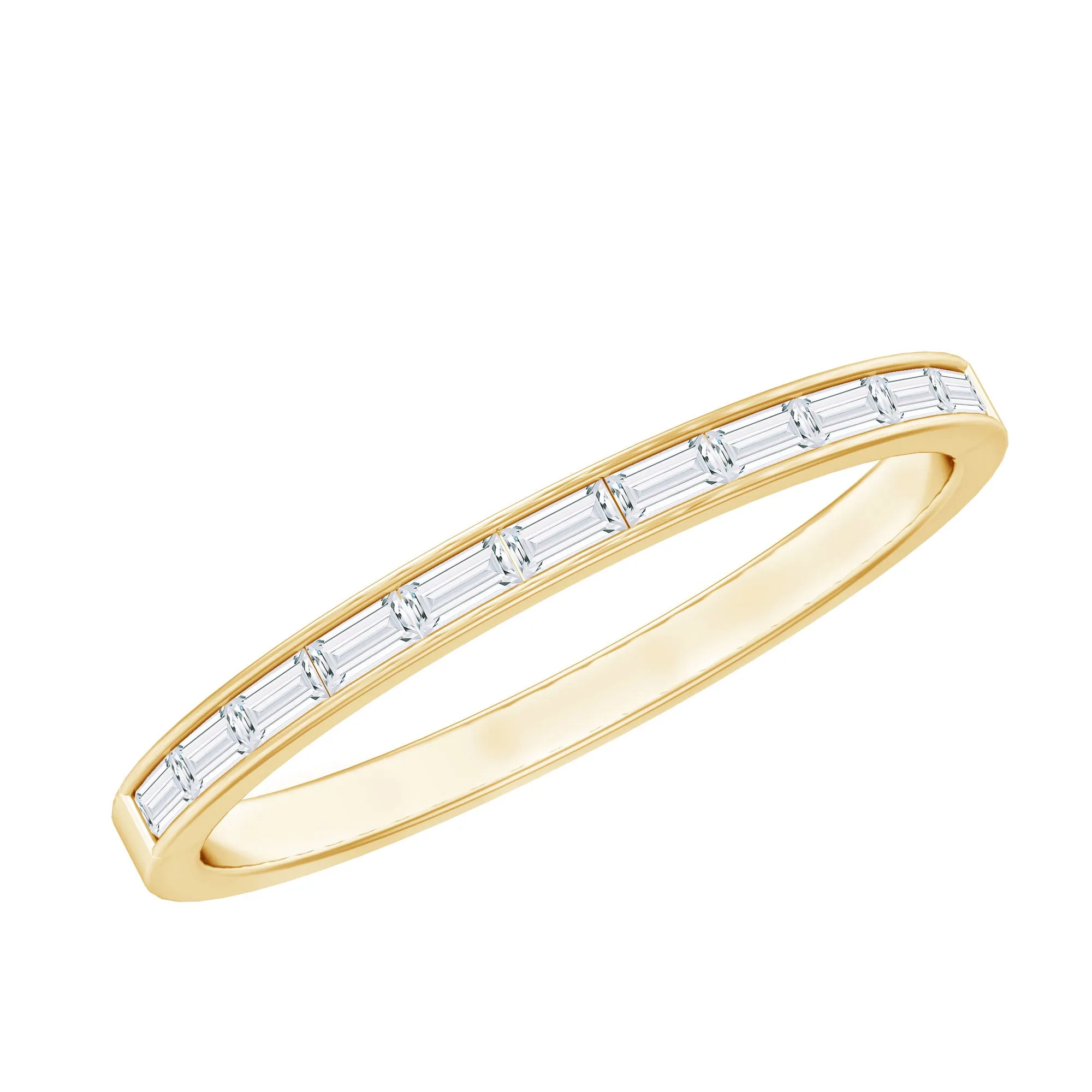 Elegant Stackable Ring with 1/2 CT Baguette Diamond in Channel Setting