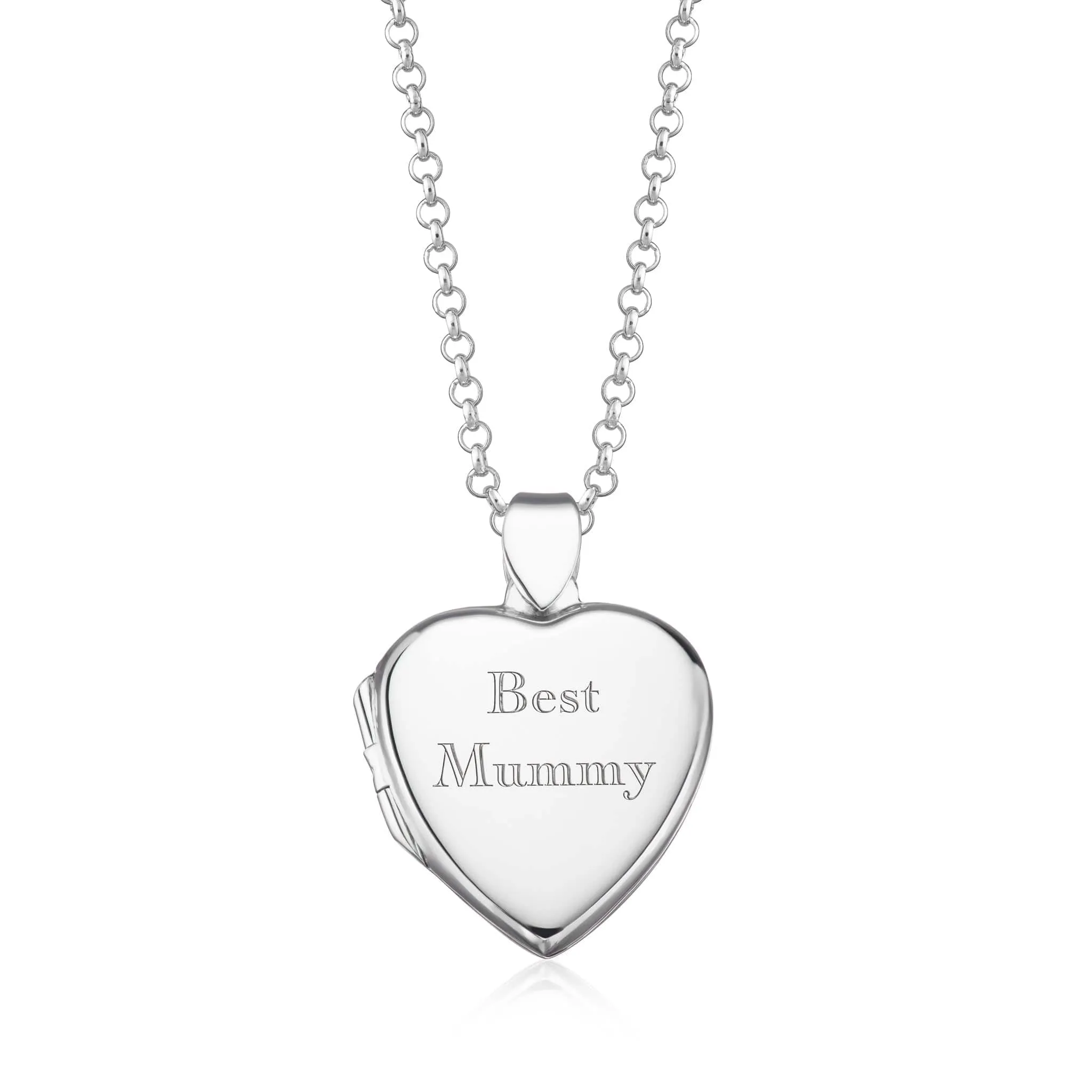 Engraved Silver Large Heart Locket Necklace