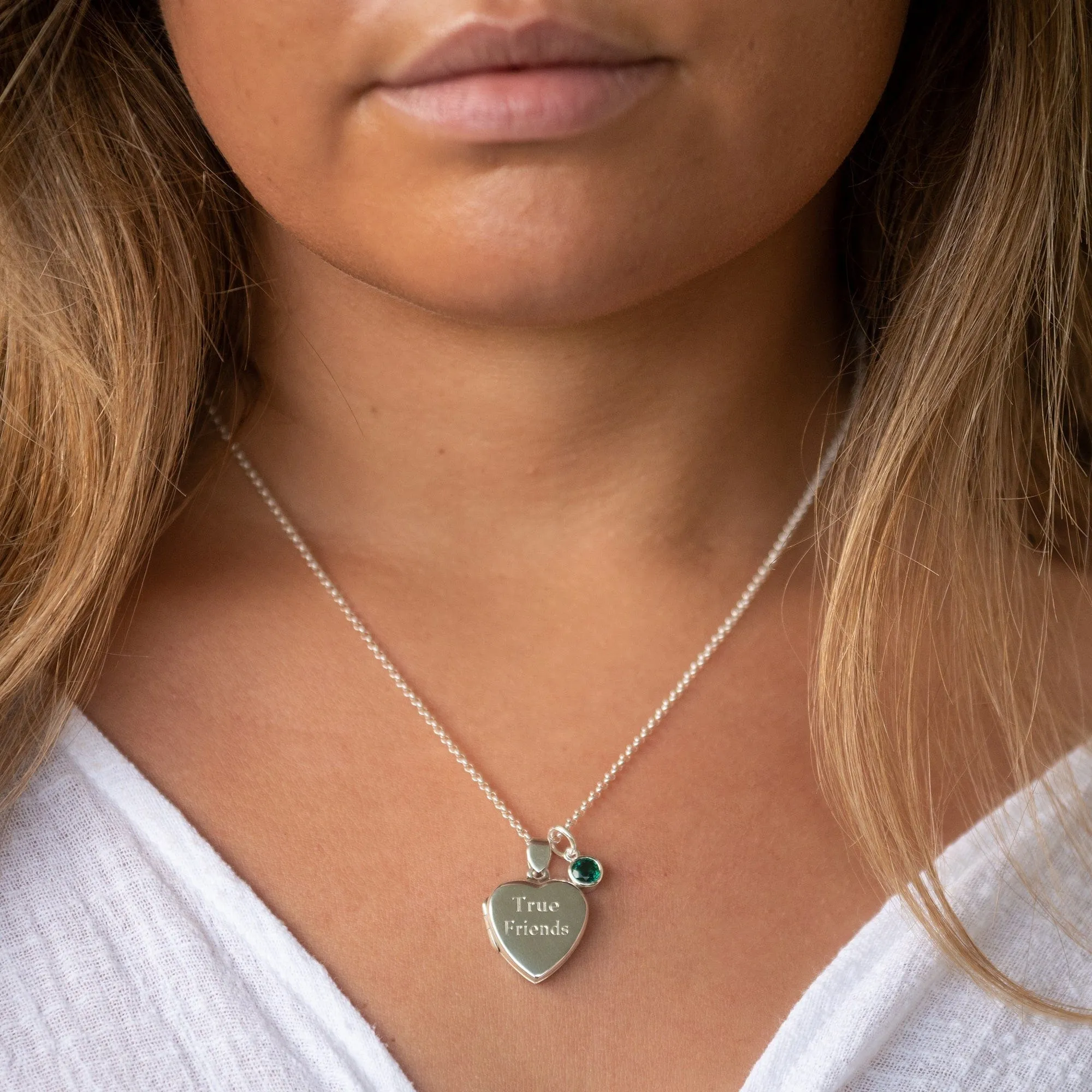 Engraved Silver Large Heart Locket Necklace