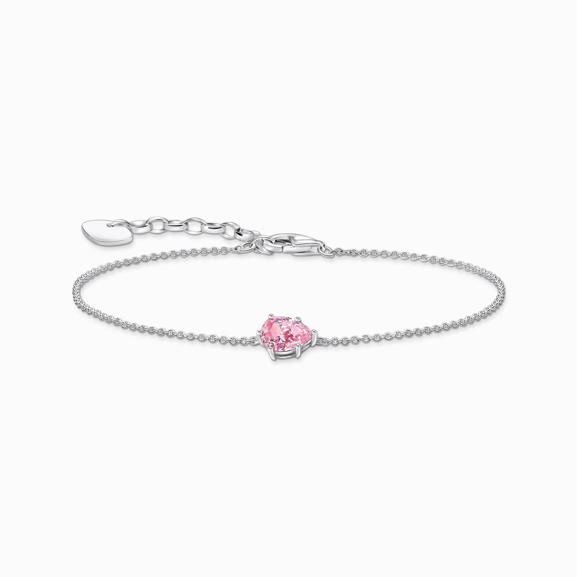 Essentials Sterling Silver Drop-Shaped Pink Zirconia Bracelet A2159-051-9-L19V