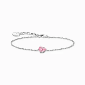 Essentials Sterling Silver Drop-Shaped Pink Zirconia Bracelet A2159-051-9-L19V