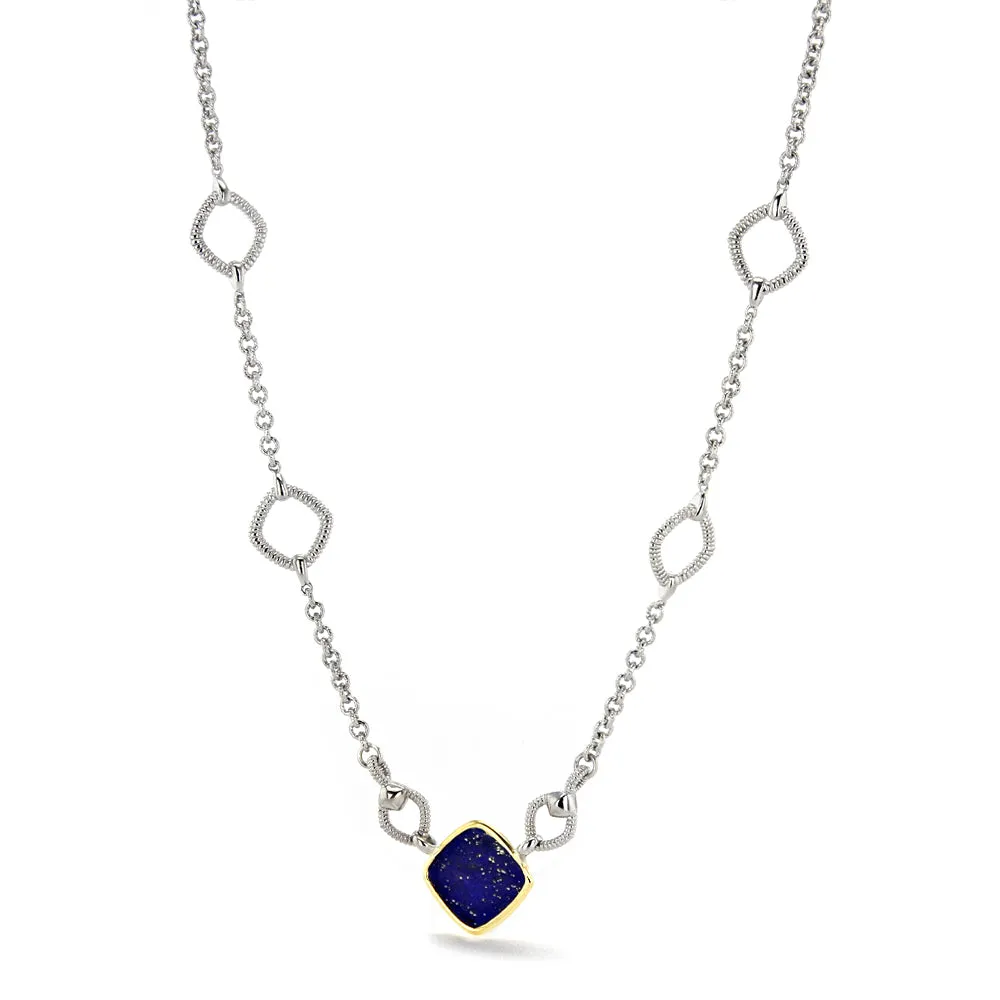 Eternity Station Necklace with Lapis and 18K Gold