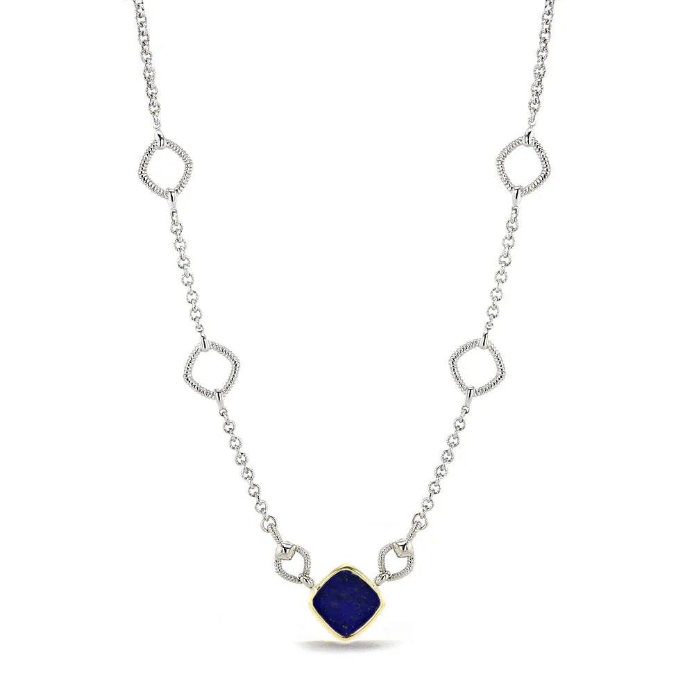 Eternity Station Necklace with Lapis and 18K Gold