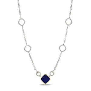 Eternity Station Necklace with Lapis and 18K Gold