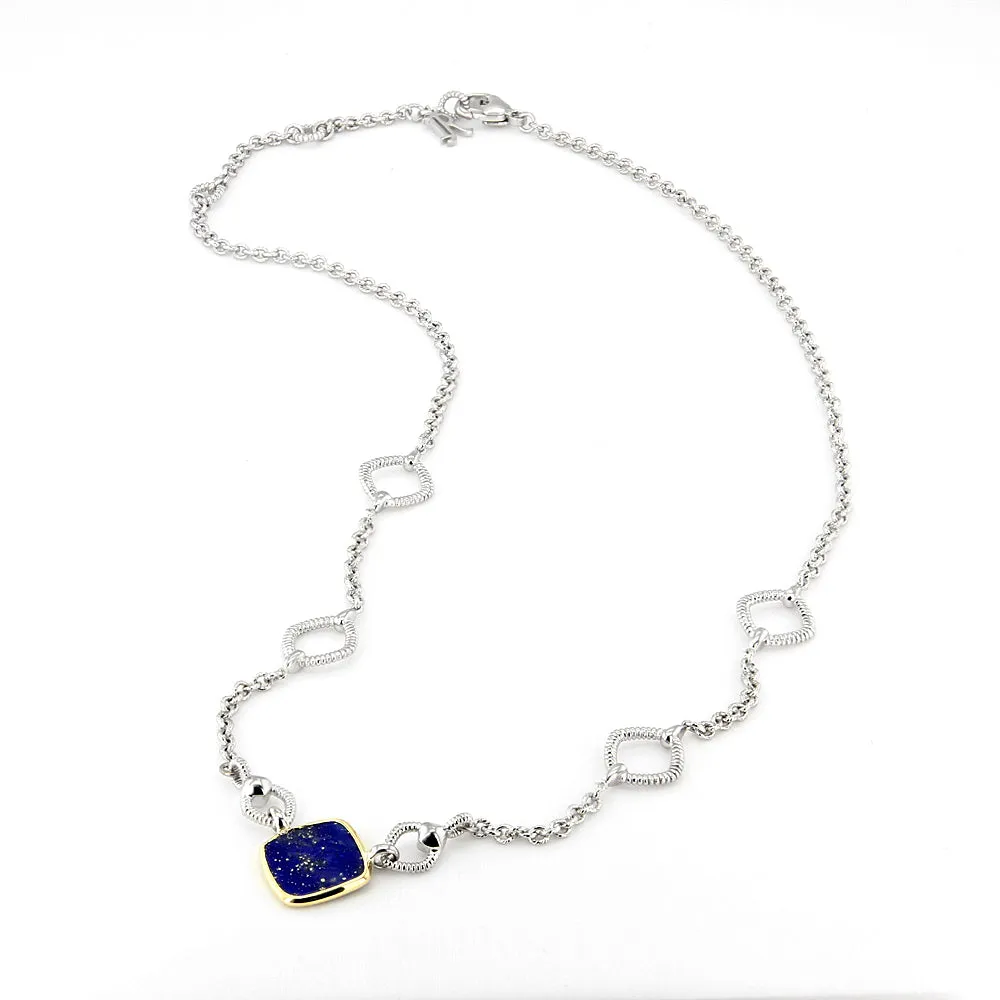 Eternity Station Necklace with Lapis and 18K Gold