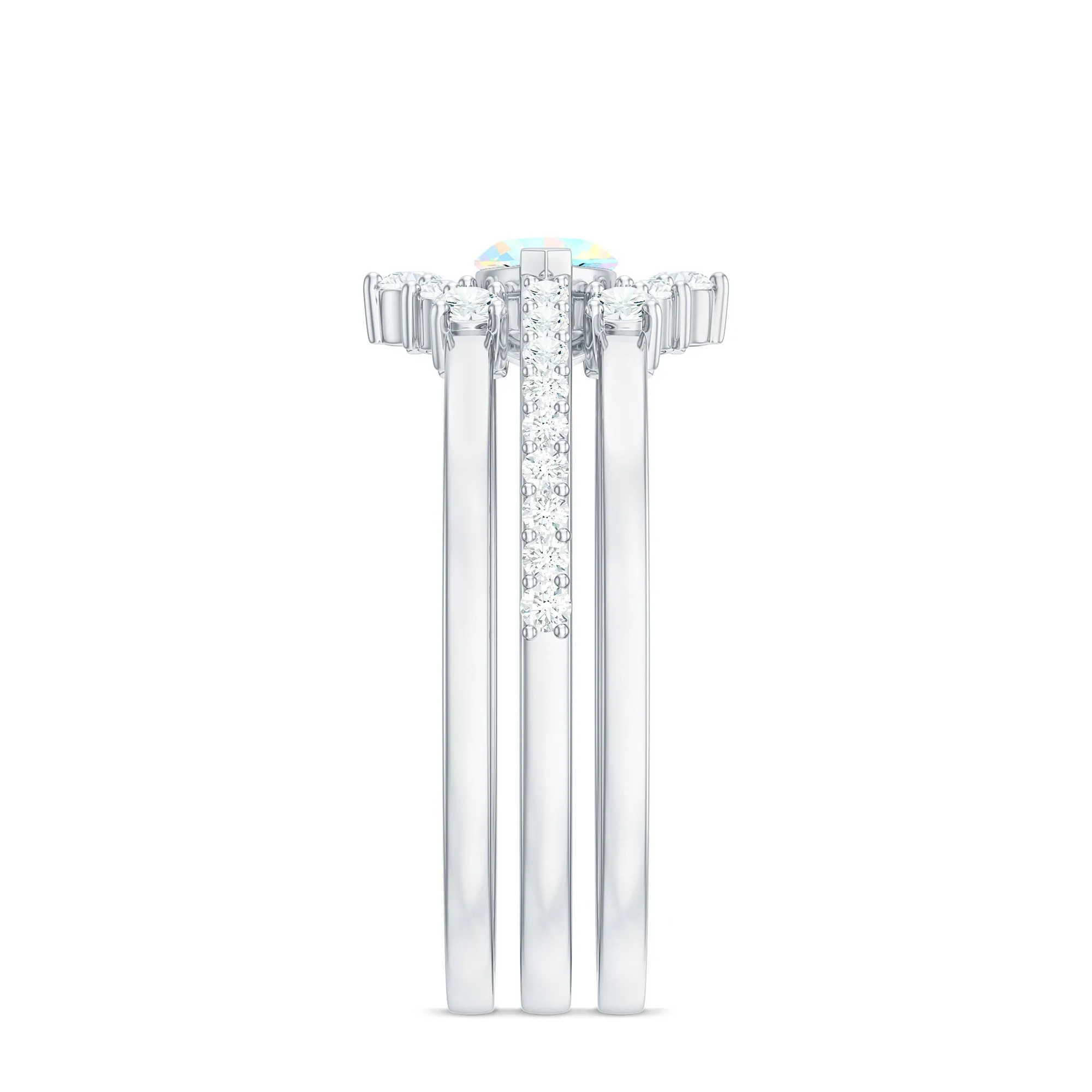 Ethiopian Opal and Diamond Ring Set