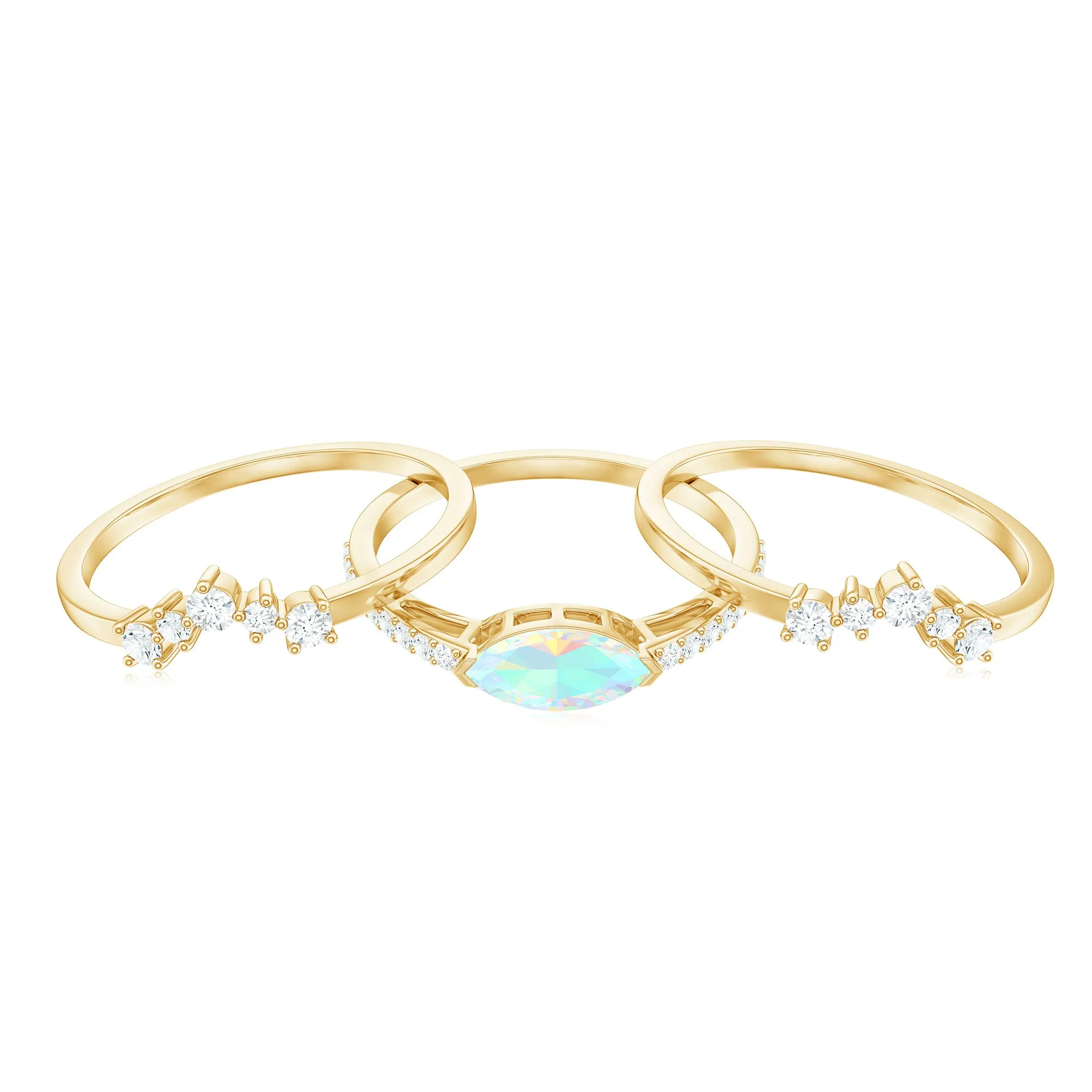 Ethiopian Opal and Diamond Ring Set