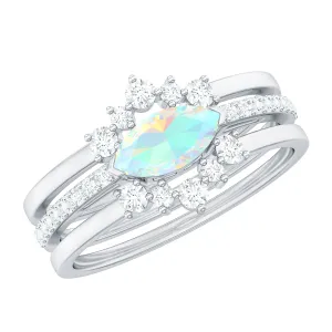 Ethiopian Opal and Diamond Ring Set