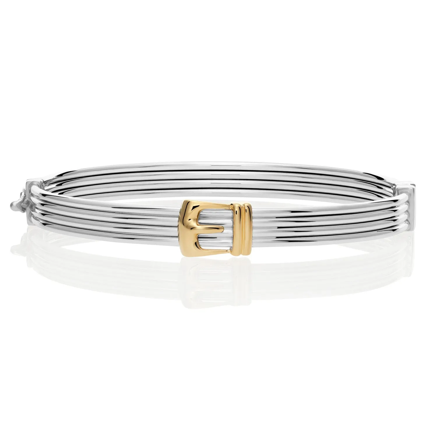 Fancy Two-tone Hinged Buckle Style Set in Sterling Silver