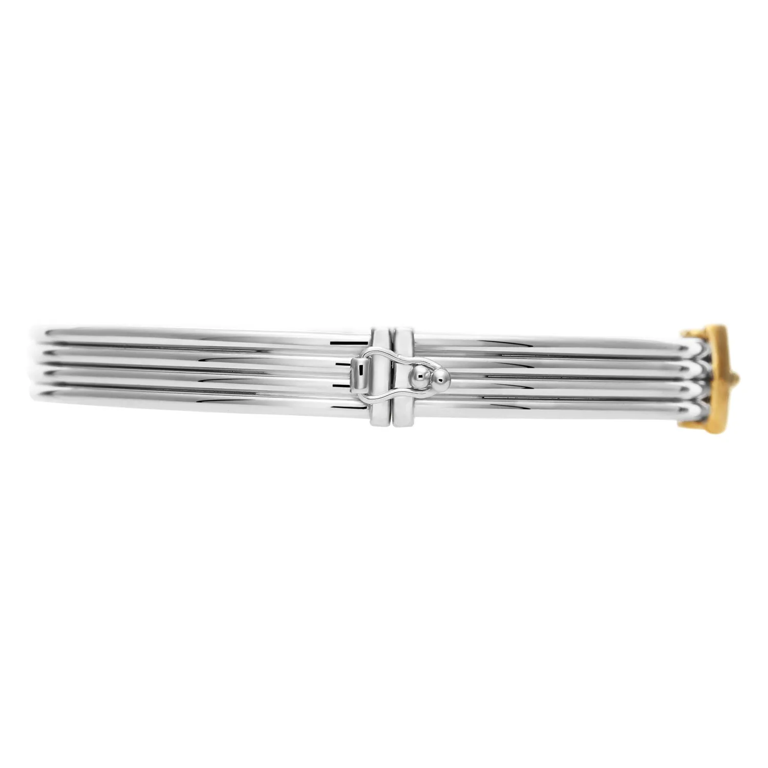 Fancy Two-tone Hinged Buckle Style Set in Sterling Silver