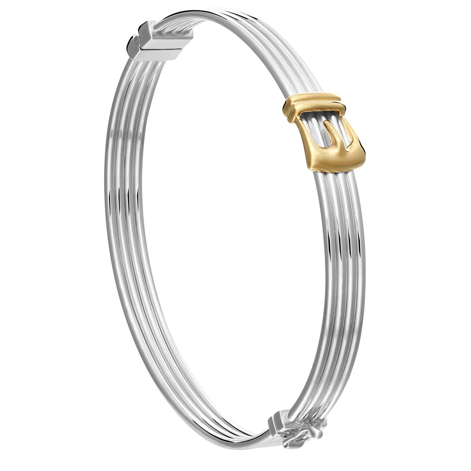 Fancy Two-tone Hinged Buckle Style Set in Sterling Silver