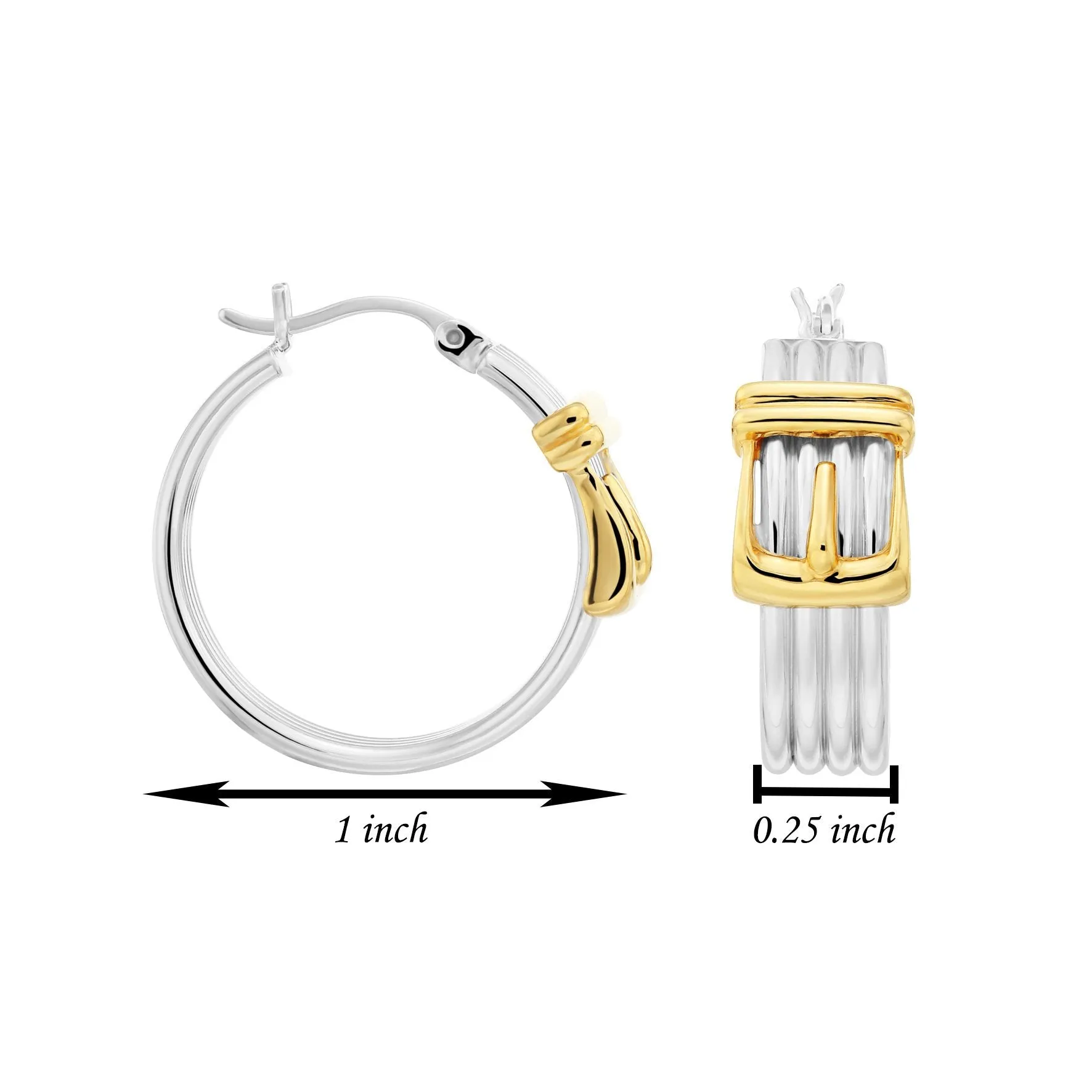 Fancy Two-tone Hinged Buckle Style Set in Sterling Silver