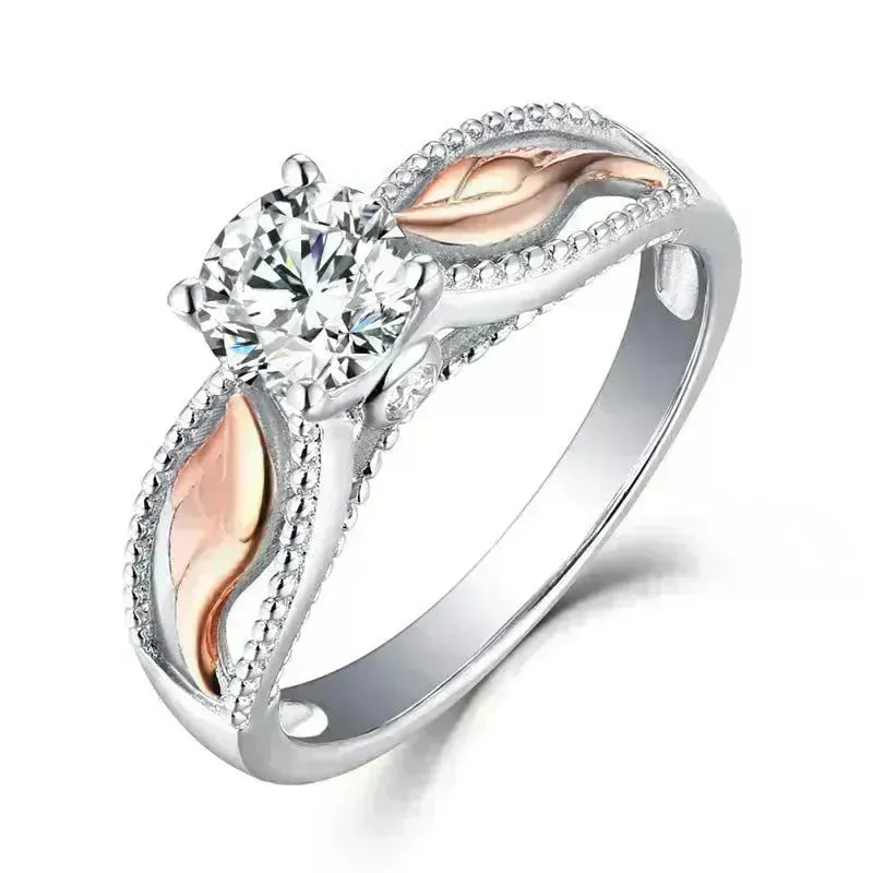 Fashion Electroplated Angel Wings Gold Crystal Women Ring