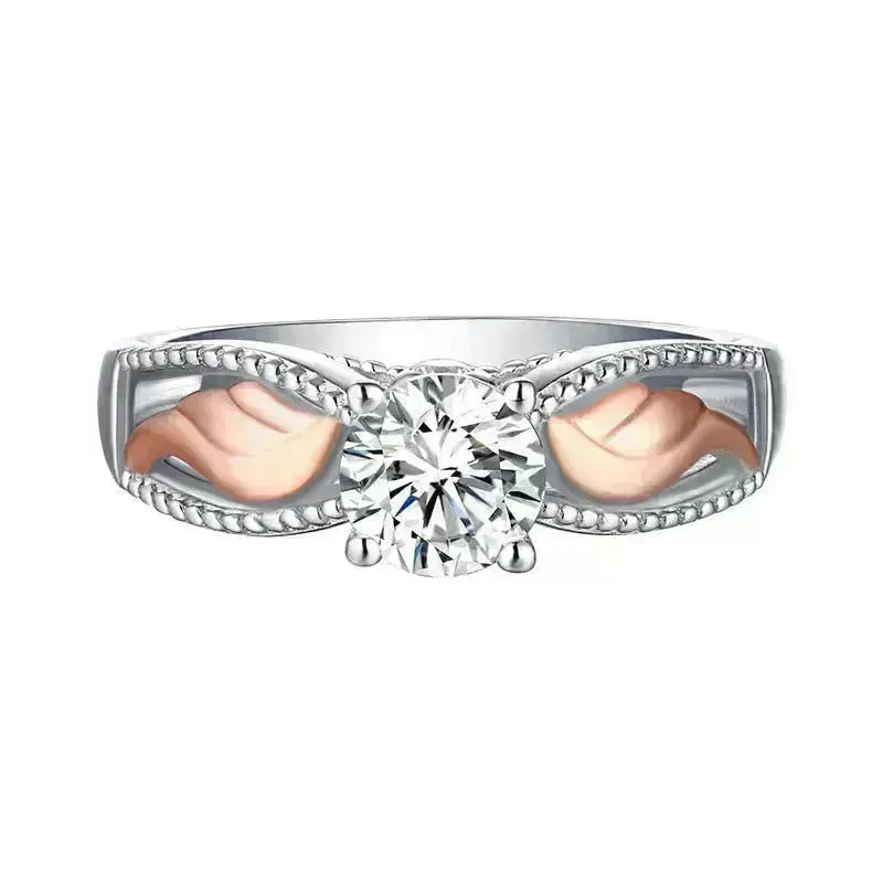 Fashion Electroplated Angel Wings Gold Crystal Women Ring