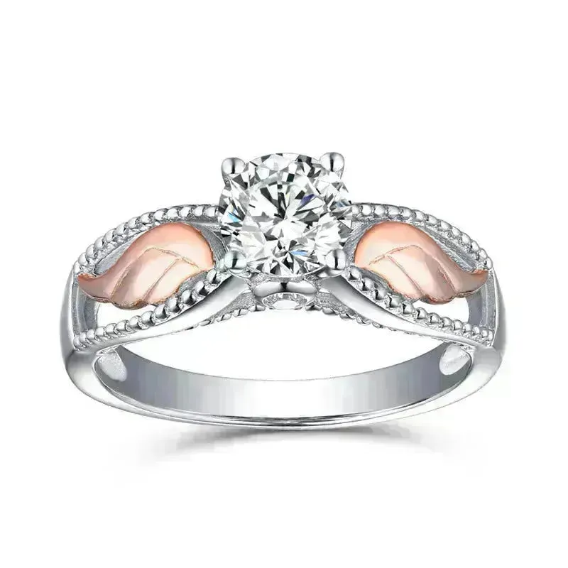 Fashion Electroplated Angel Wings Gold Crystal Women Ring