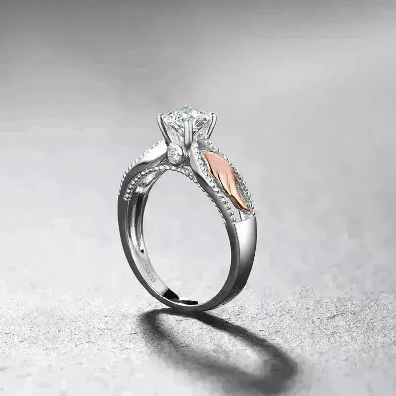 Fashion Electroplated Angel Wings Gold Crystal Women Ring