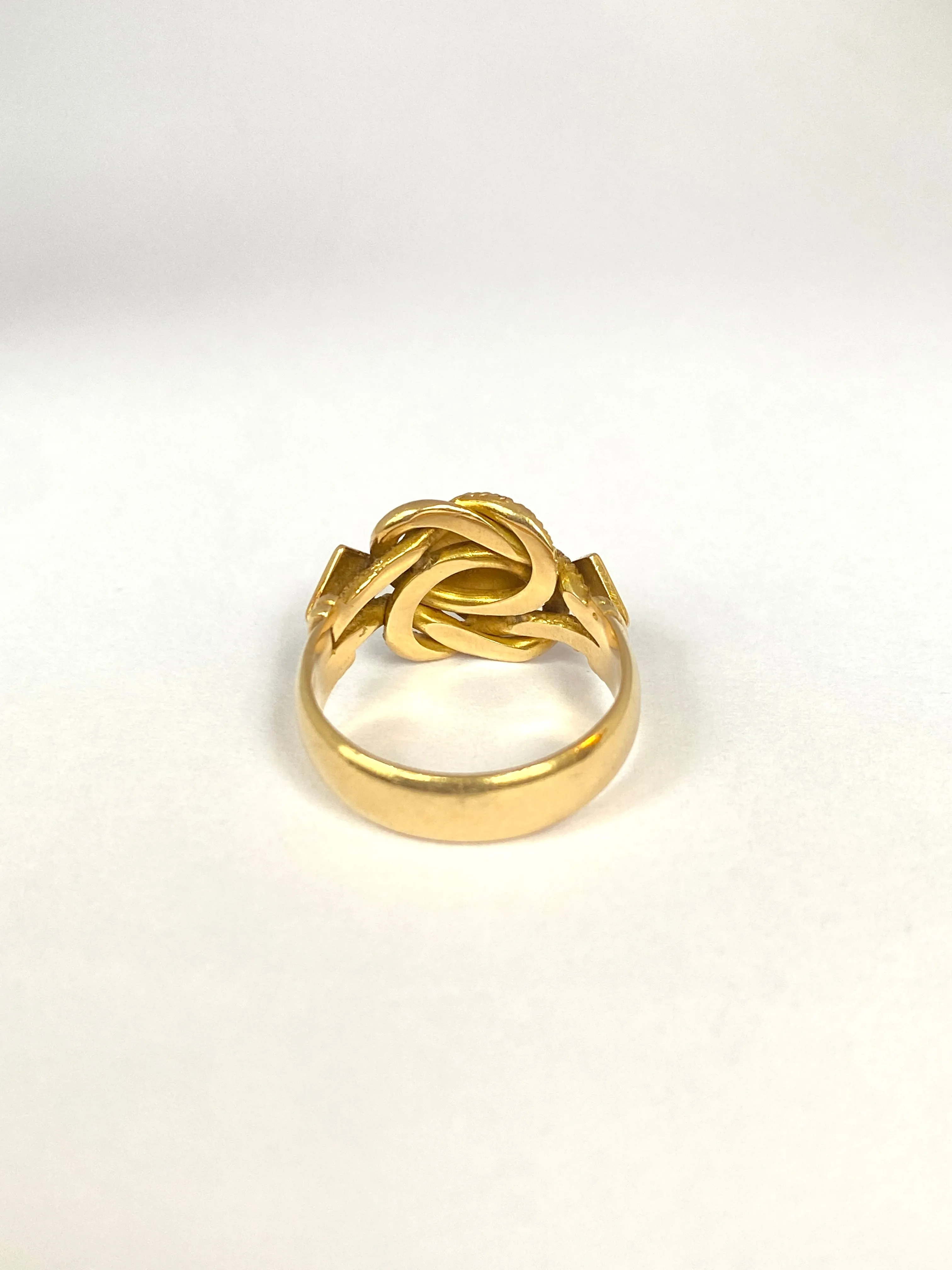 FINAL PAYMENT, 18ct Gold Diamond Lovers Knot Ring featuring, Hallmarked 18ct Gold, London 1918 (7.37g)