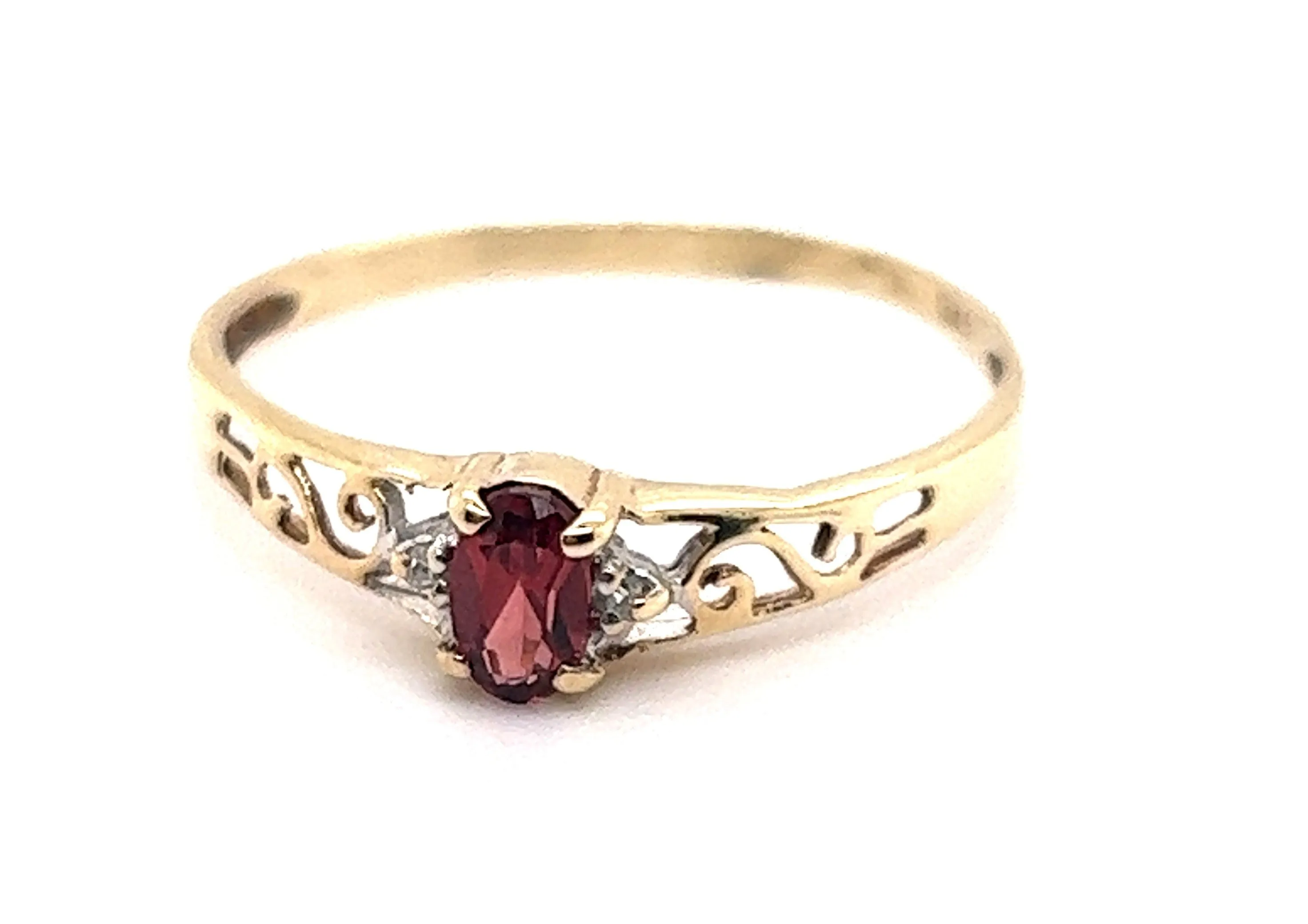 Garnet & Diamond Yellow Gold Ring