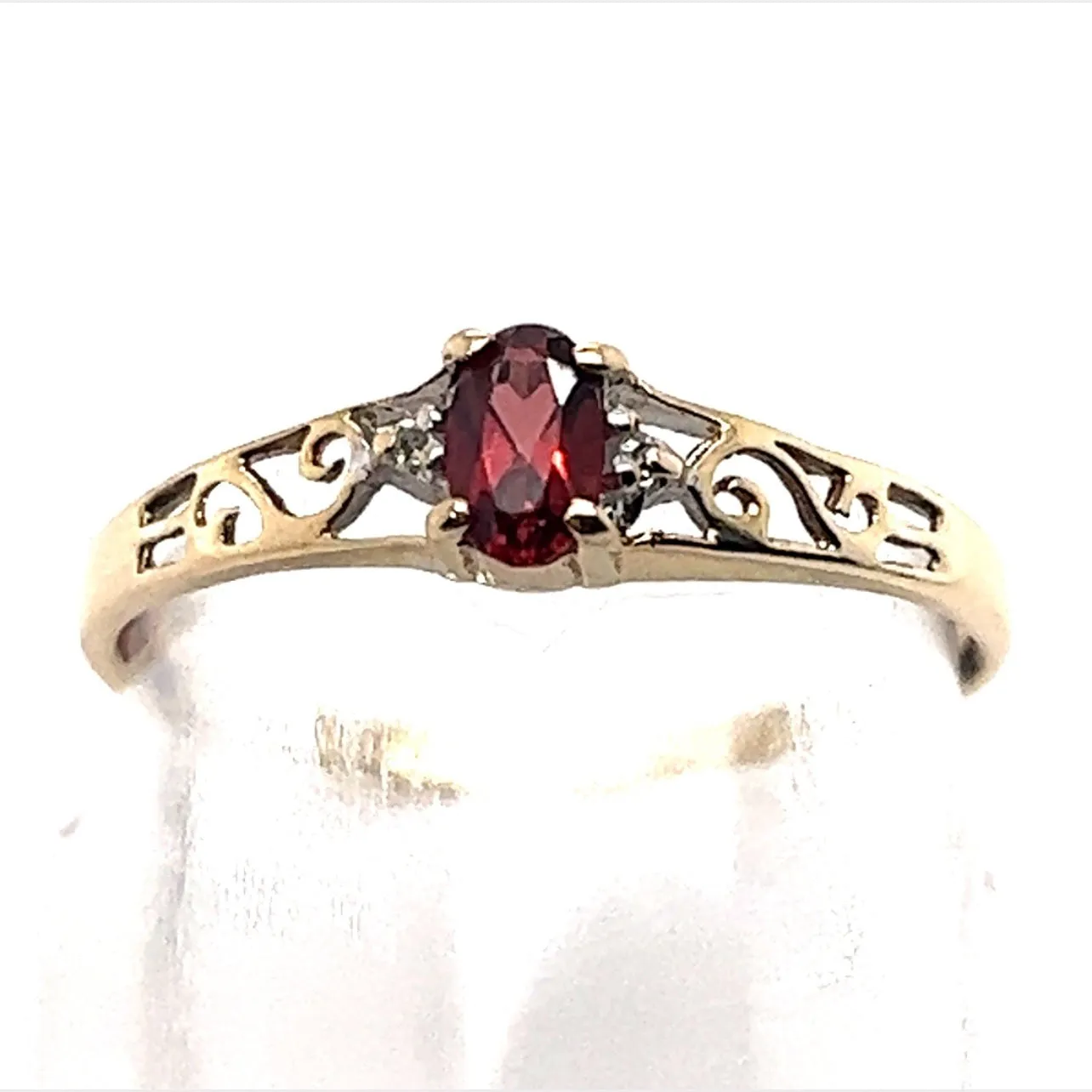Garnet & Diamond Yellow Gold Ring