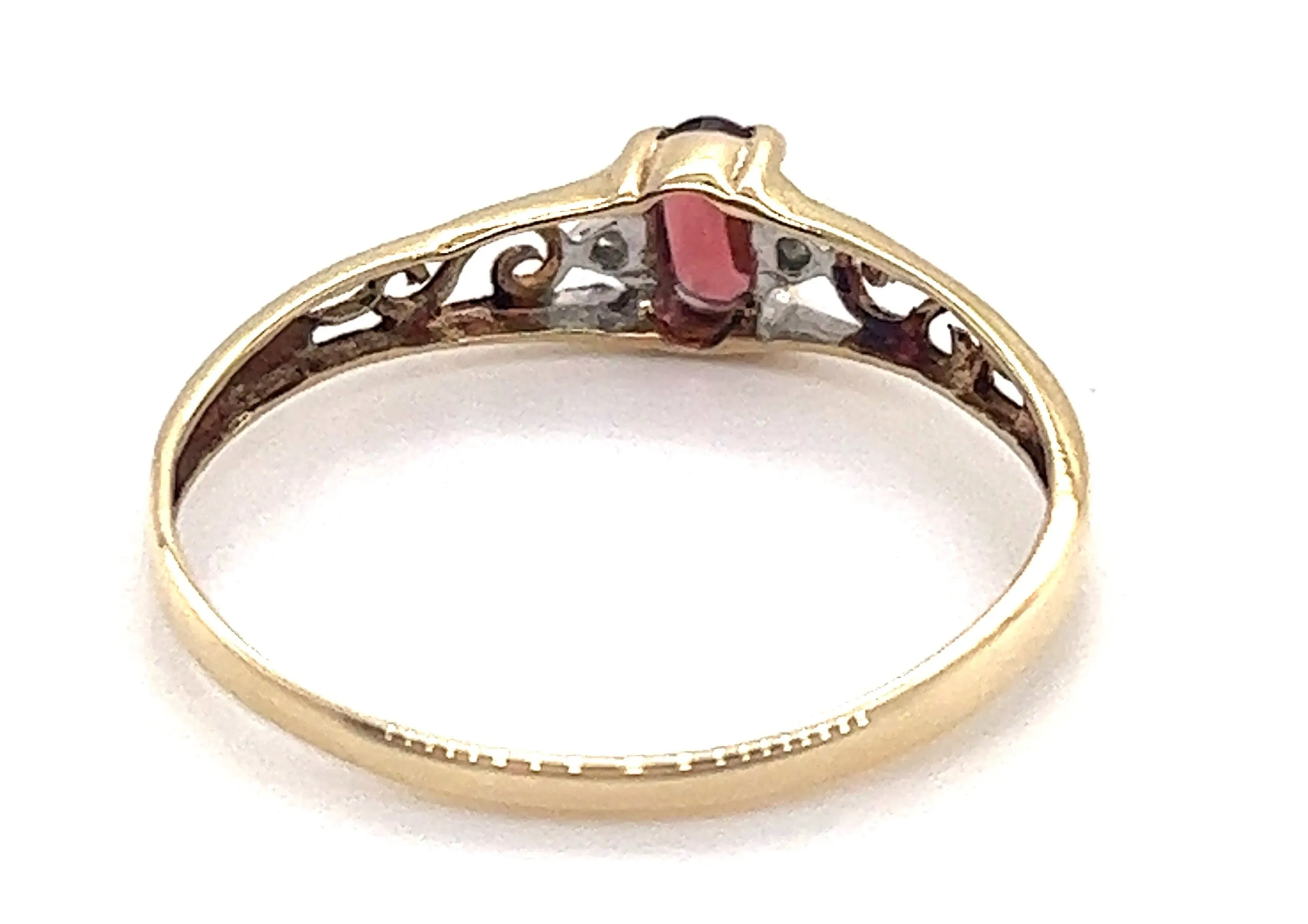 Garnet & Diamond Yellow Gold Ring