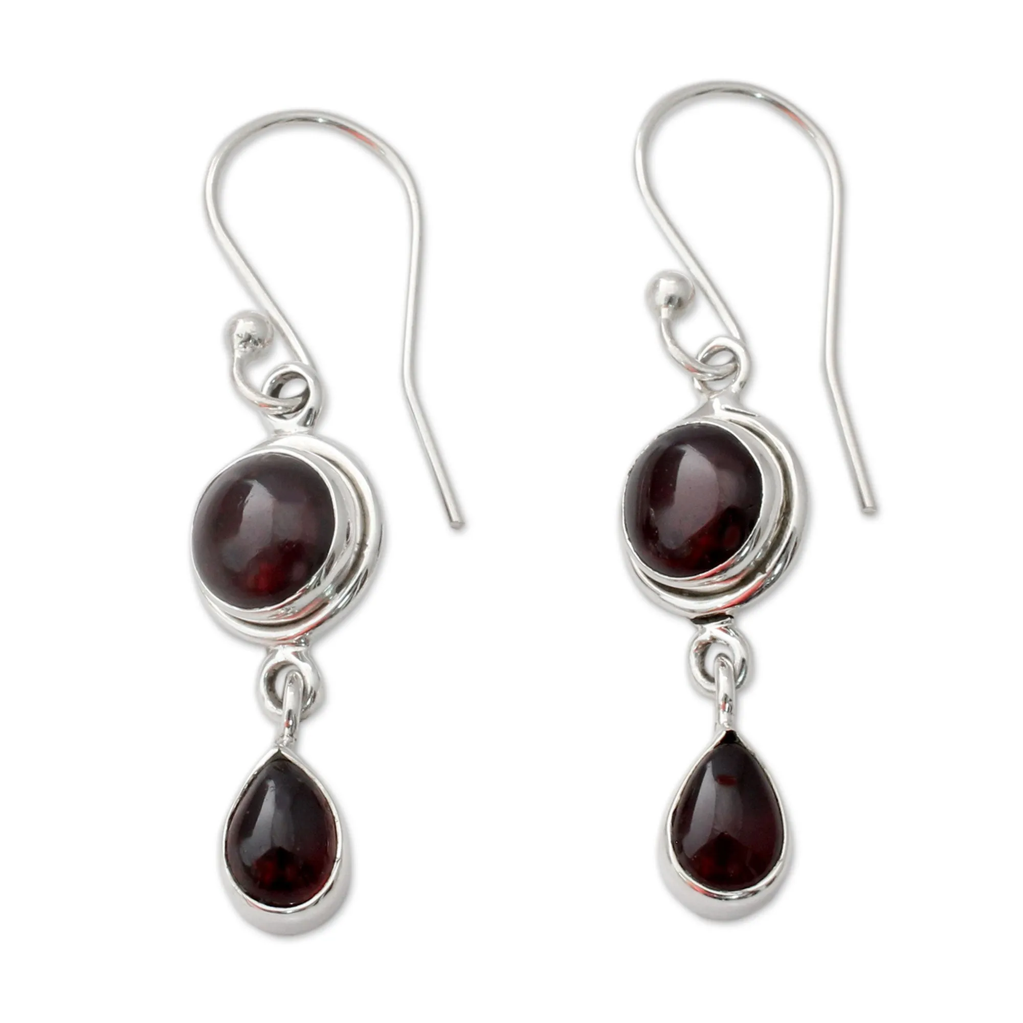 Garnet and Sterling Silver Earrings Handmade in India - Crimson Glow | NOVICA