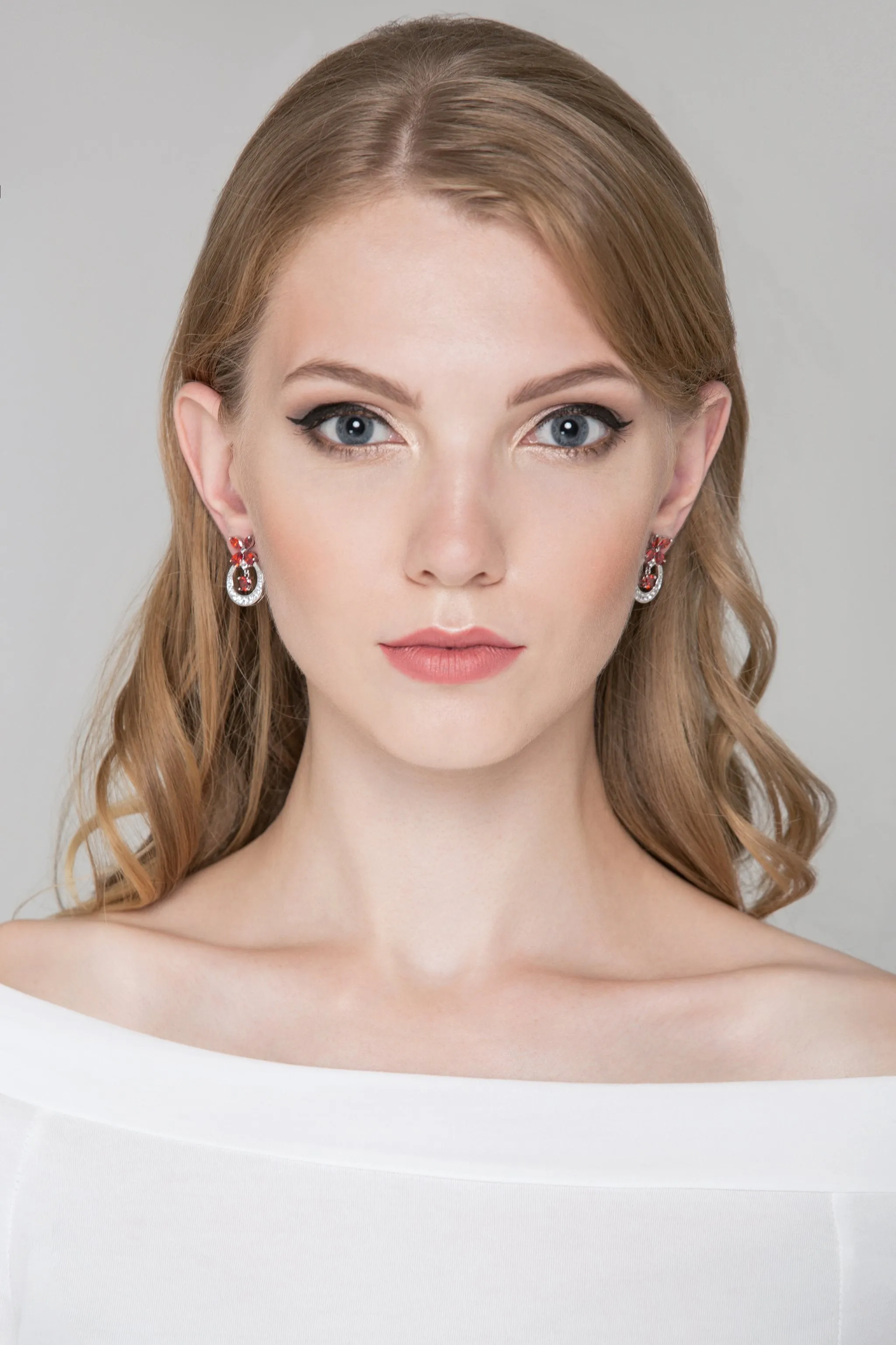 Garnet Moon Butterfly Earrings