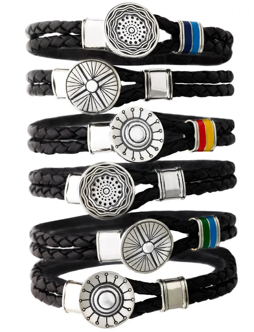 Gather Dust to Build a Mountain Sterling Silver Leather Bracelet