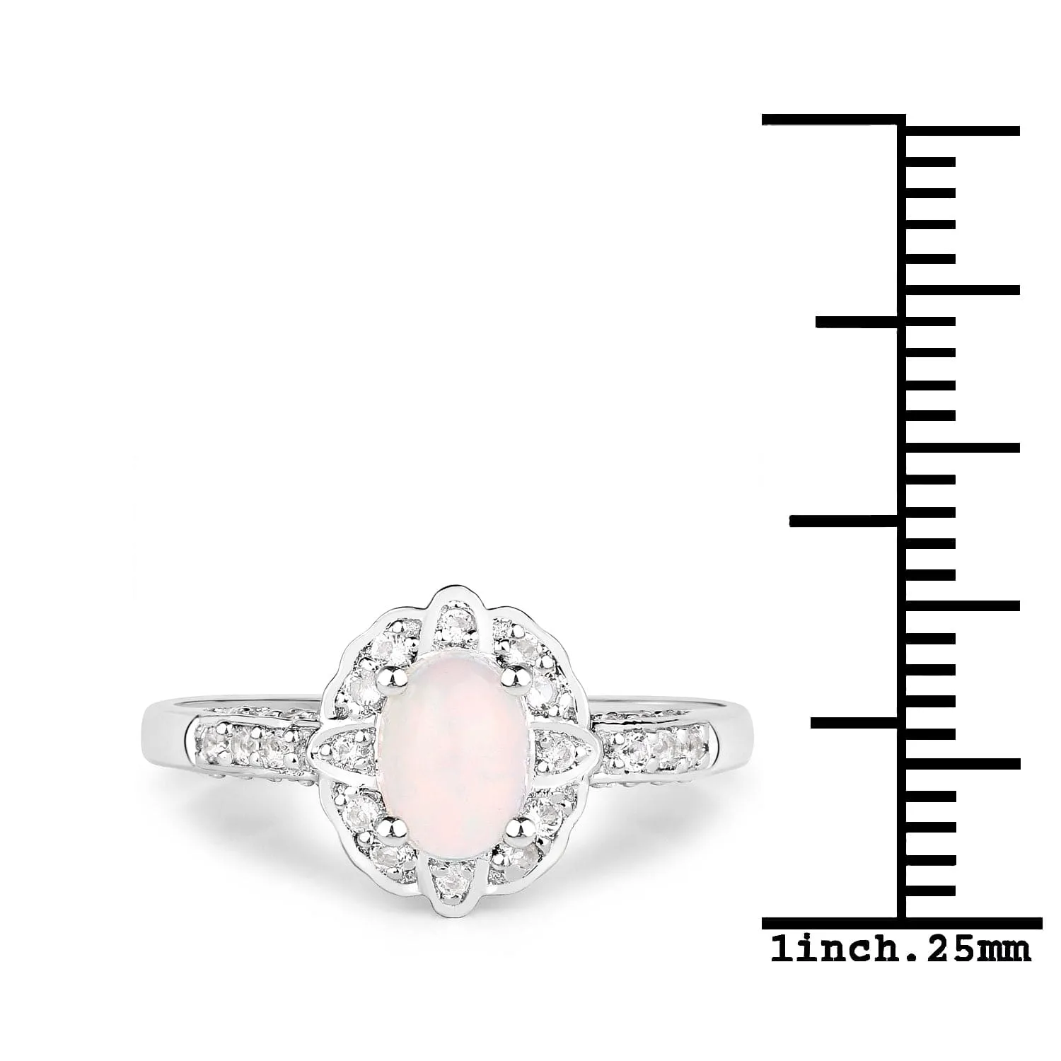 Genuine Opal and Topaz Sterling Silver Ring