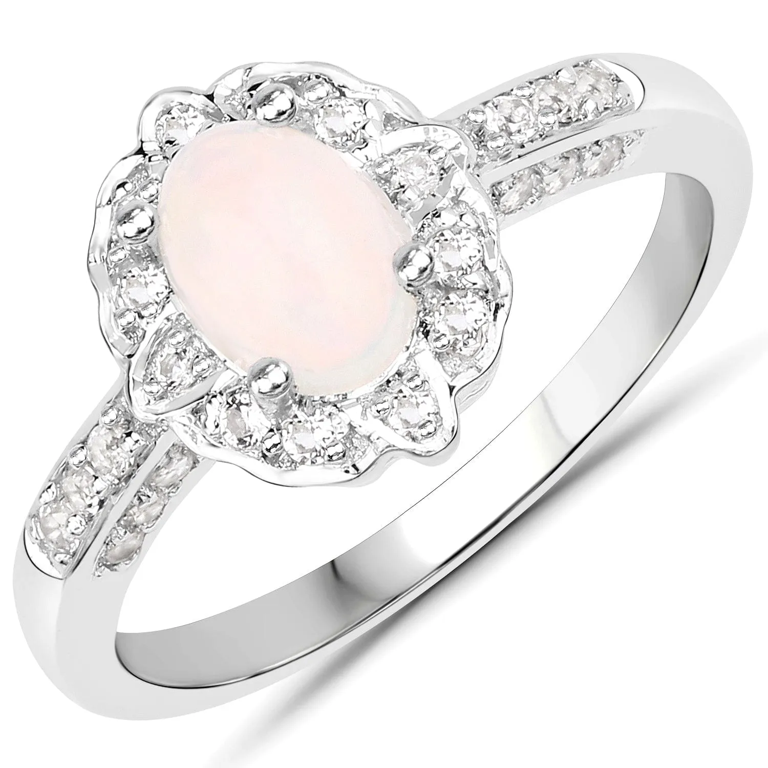 Genuine Opal and Topaz Sterling Silver Ring