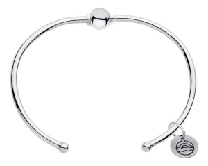 Genuine Sterling Silver Cape Cod Cuff Bracelet with Polished Sterling Silver Bead