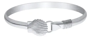 Genuine Sterling Silver Evening Tide Collection Scallop Bracelet with Rope Wrap