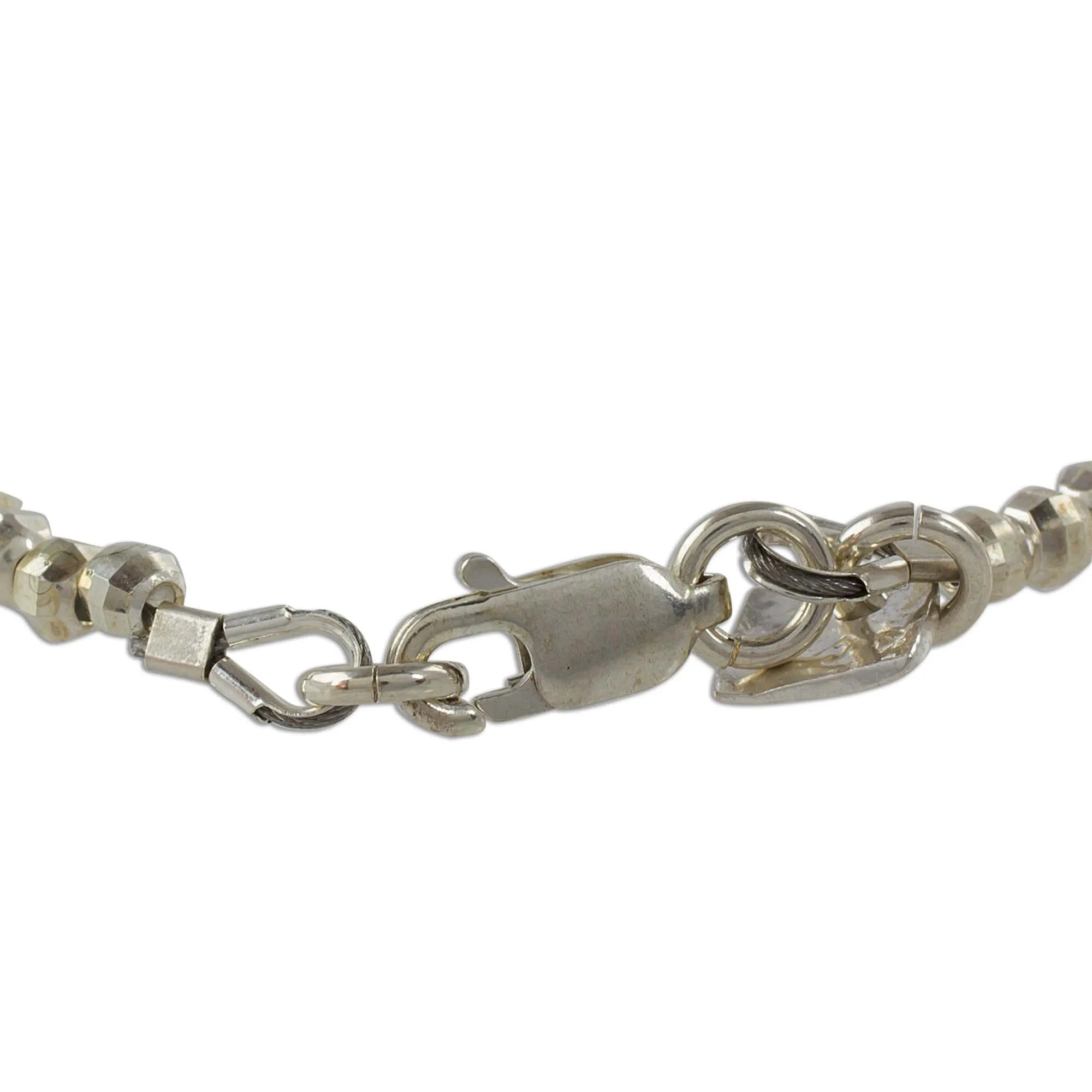 Geometric Sterling Silver Beaded Bracelet from Guatemala - Gleaming Geometry | NOVICA