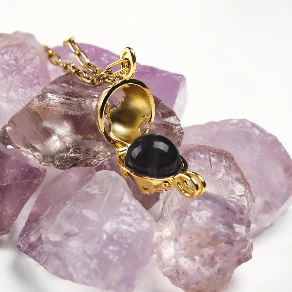 Globe Locket Black Obsidian