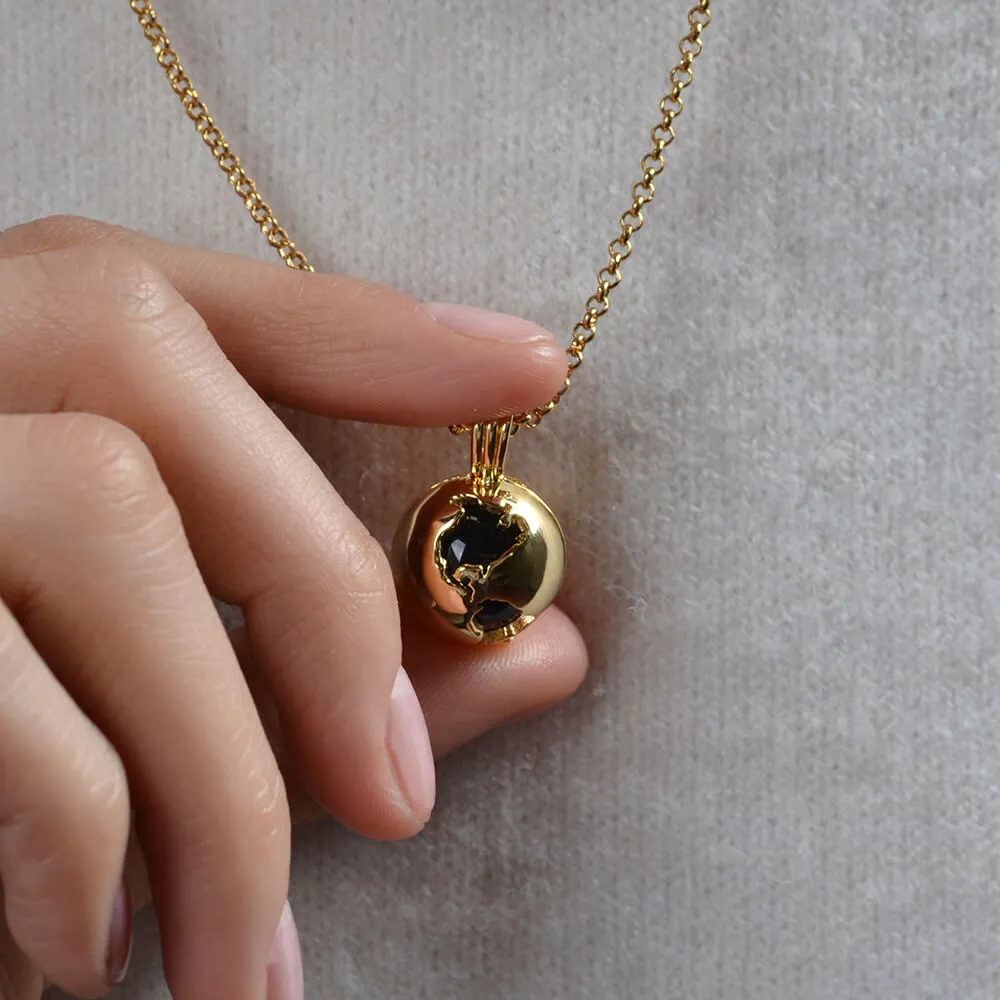 Globe Locket Black Obsidian