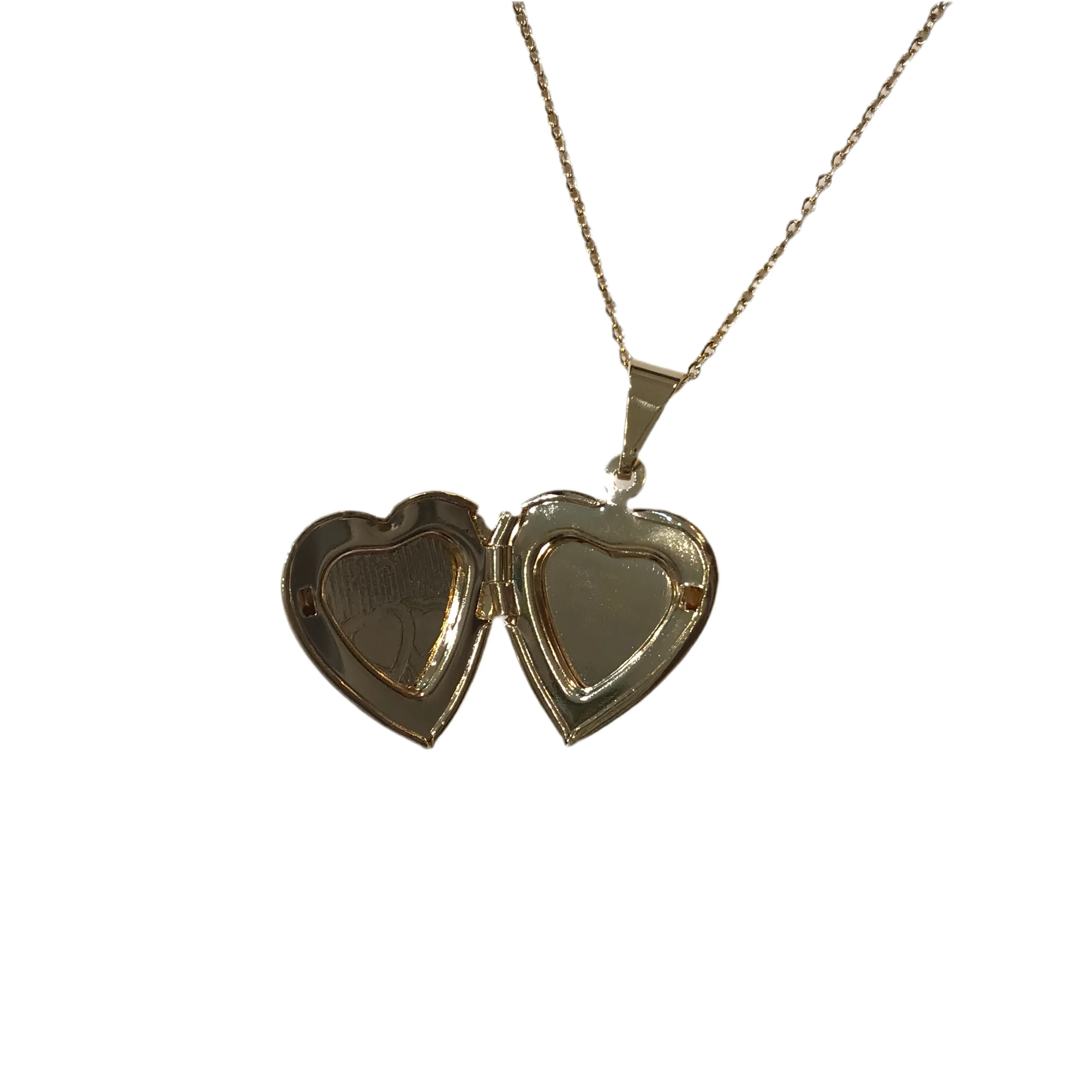 Gold Filled Double Heart Ridged Locket Necklace