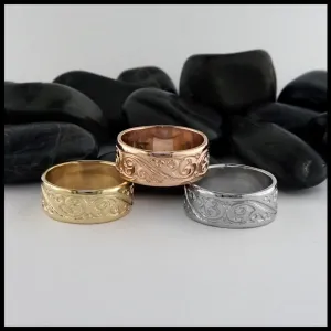 Gold Rolling Organic Spirals Ring