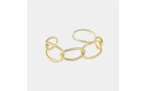 Gold Wide Link Cuff Bracelet