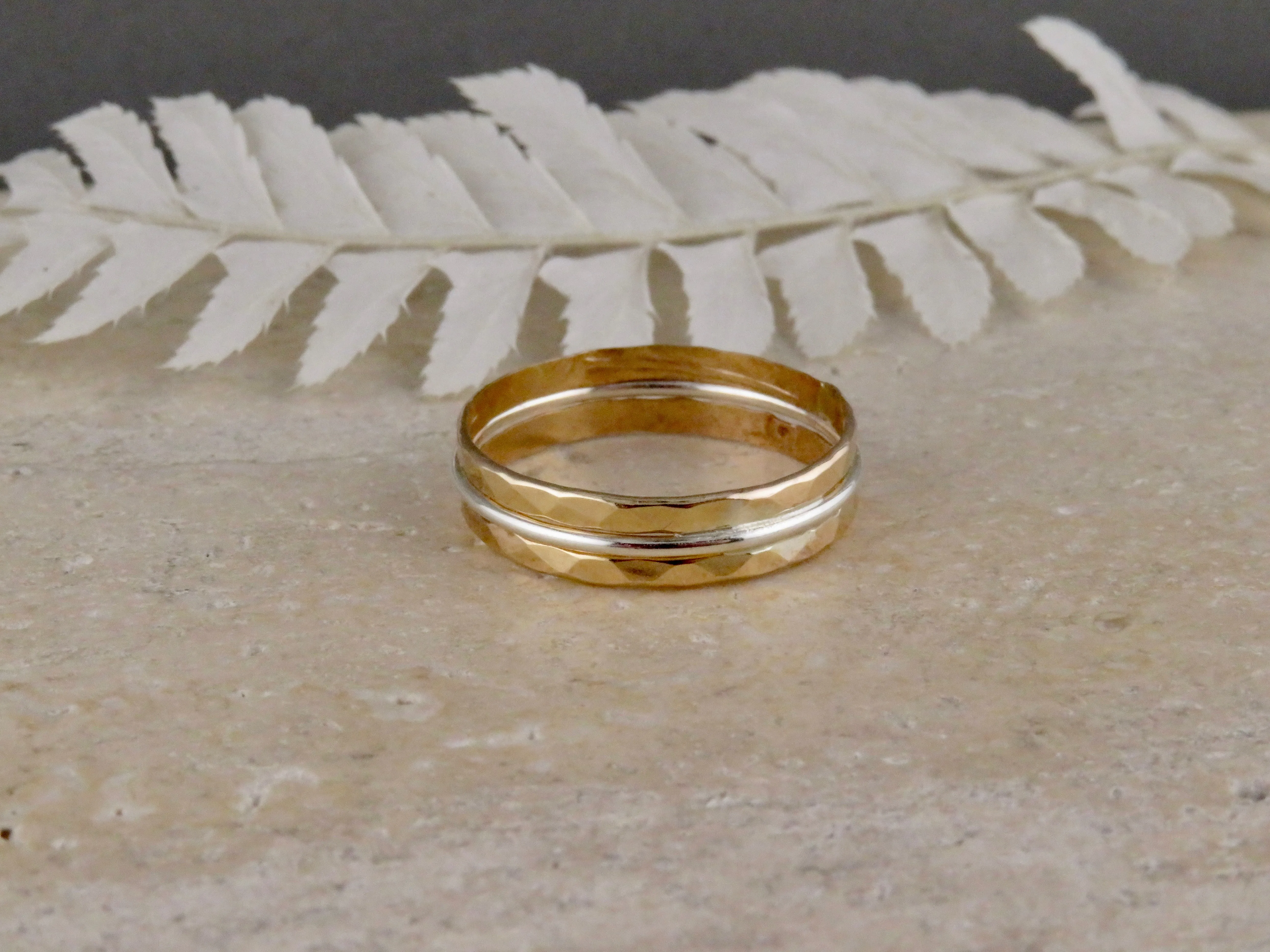 Hammered Merged Ring - Gold
